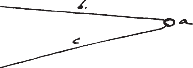 Figure 13.12. Plan of buffalo park or pound and of the ceremony related to it (see note 14, this chapter): “‘b’ and ‘c’ lead out from the medicine lodge, ‘a,’ from which the women crawl out on all fours, imitating buffalo cows.